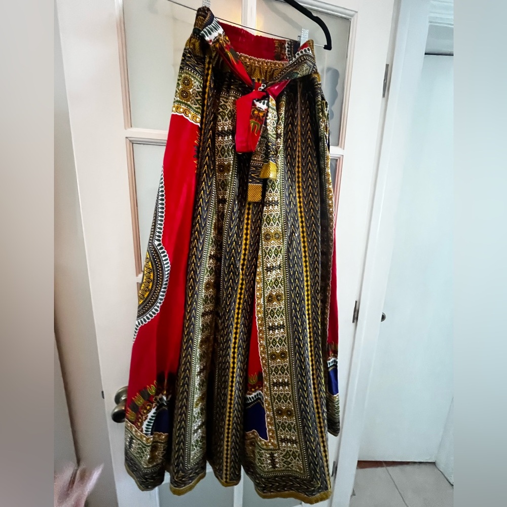 African Wax Print Dashiki Maxi Skirt w/ Matching Headscarf